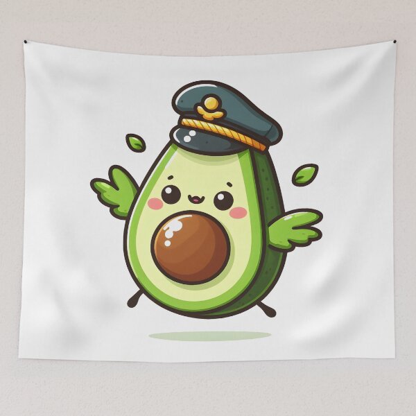 Item preview, Kawaii Avocado With A Pilot Hat designed and sold by CanvasCutie.