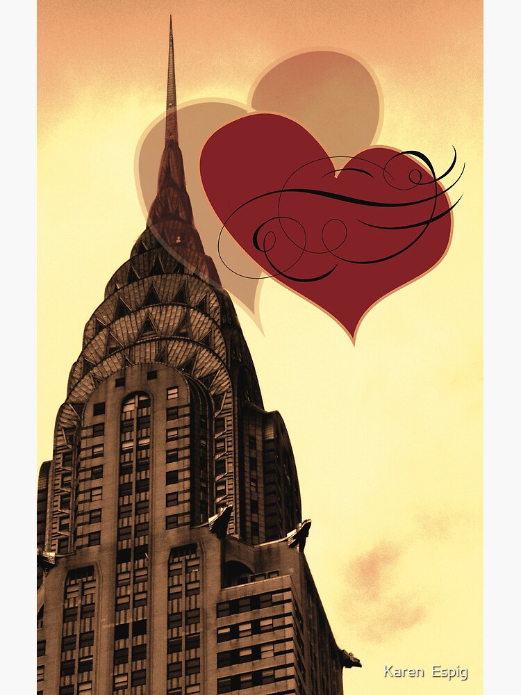 Thumbnail 3 of 3, Art Print, I Love New York City, Chrysler Building, vintage style designed and sold by KarenEspig.