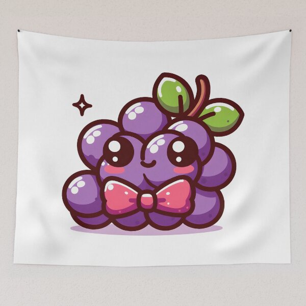 Item preview, Kawaii Grapes: Wearing A Tiny Bowtie designed and sold by CanvasCutie.