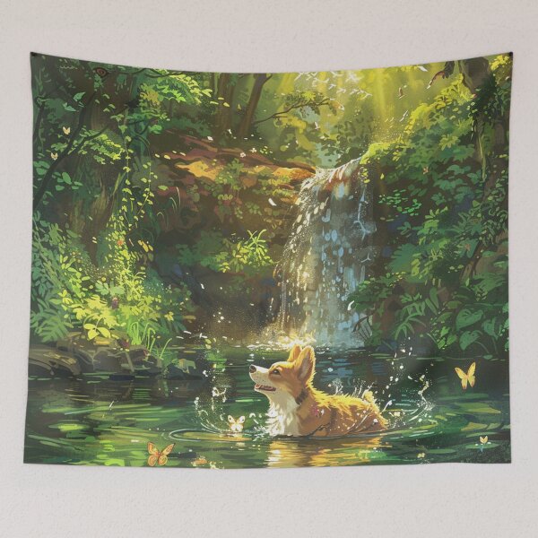 Item preview, Corgi dog explores the forest designed and sold by CorgiCuddle.