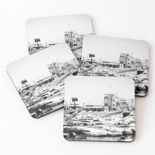 Item preview, Boats in Harbor Faro Black and White designed and sold by eddiebarronshop.