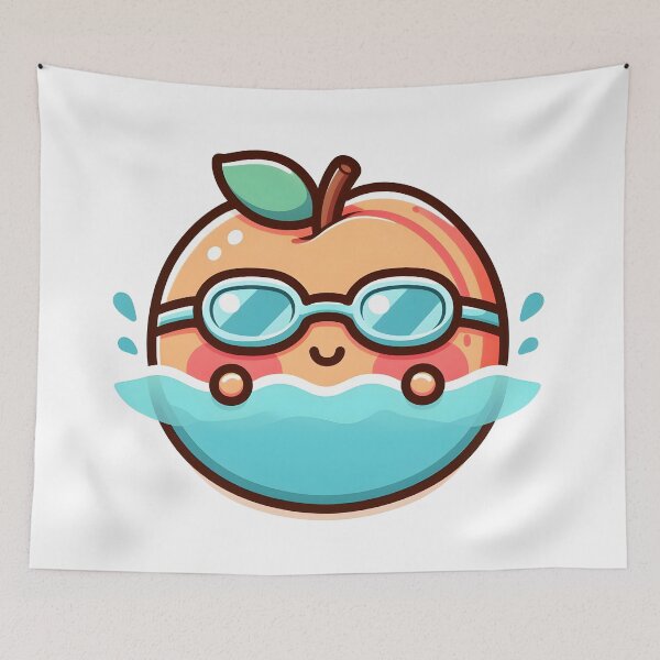 Item preview, Kawaii Peach With Goggles Swimming designed and sold by CanvasCutie.