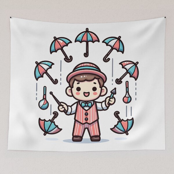 Item preview, Kawaii Juggler With Tiny Umbrellas designed and sold by CanvasCutie.