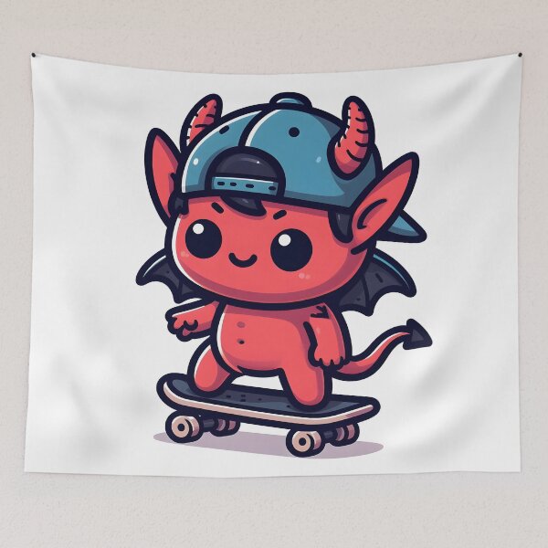 Item preview, Kawaii Buoyant Demon: Wearing A Backward Cap designed and sold by CanvasCutie.