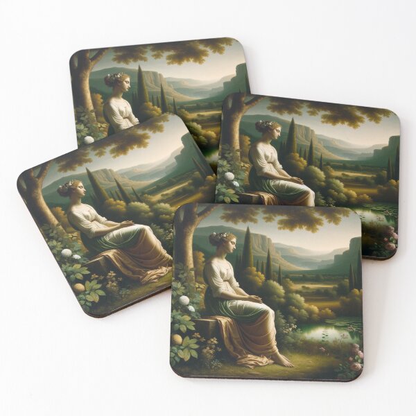 Item preview, Painting inspired by the Renaissance, depicting a female figure in a serene landscape designed and sold by AndreaMart.