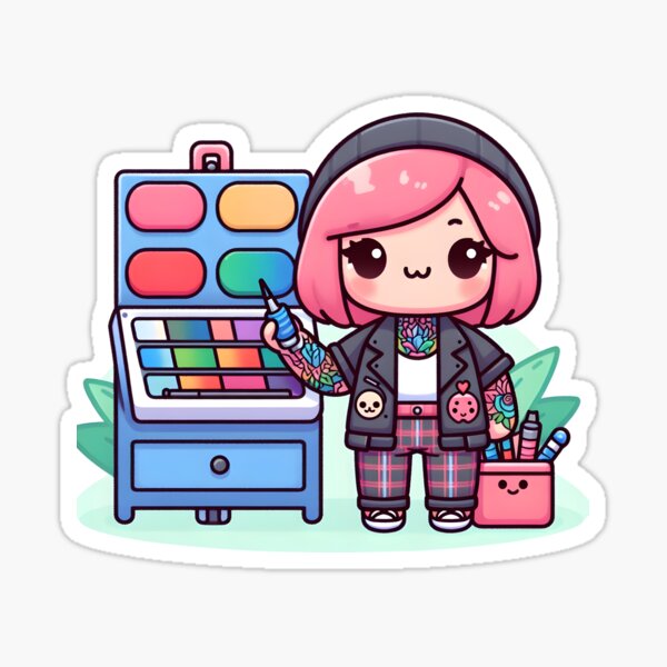 Item preview, Kawaii Tattoo Artist: Wearing A Tattoo-Themed Jacket designed and sold by CanvasCutie.