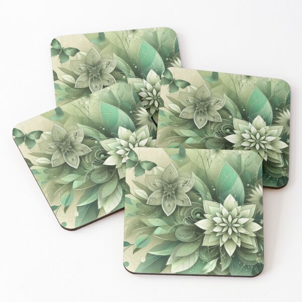Item preview, green floral patterns, watercolor designed and sold by asbno19.