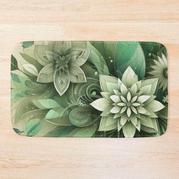 Item preview, green floral patterns, watercolor designed and sold by asbno19.