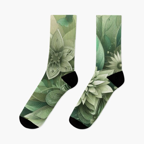 Item preview, green floral patterns, watercolor designed and sold by asbno19.