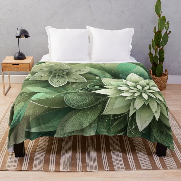 Item preview, green floral patterns, watercolor designed and sold by asbno19.
