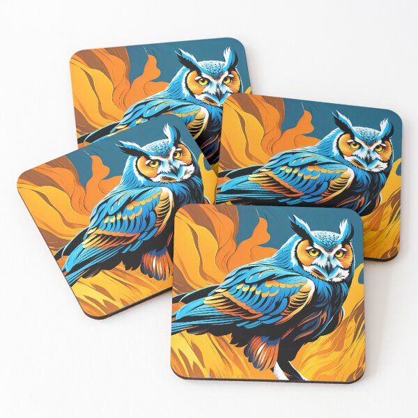 Item preview, Blue Orange Owl, Ai Generated Art  designed and sold by ACC .