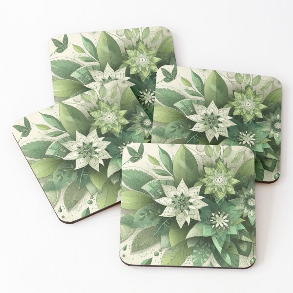 Item preview,  green floral patterns, watercolor designed and sold by asbno19.