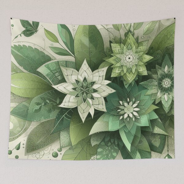 Item preview,  green floral patterns, watercolor designed and sold by asbno19.