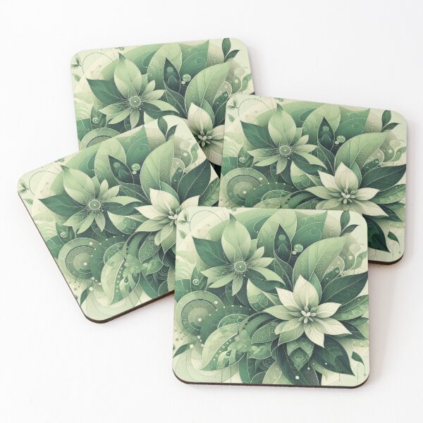 Item preview,  green floral patterns, watercolor designed and sold by asbno19.
