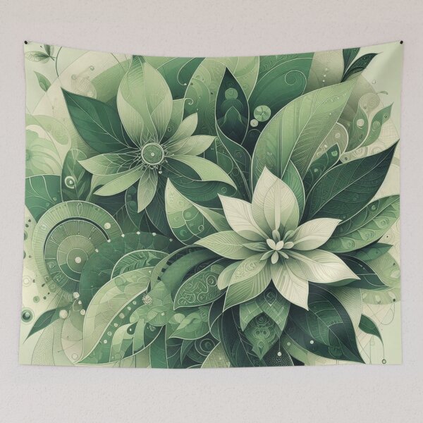 Item preview,  green floral patterns, watercolor designed and sold by asbno19.