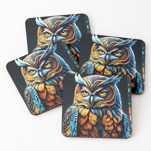 Item preview, Blue Orange Owl, Ai Generated Art  designed and sold by ACC .