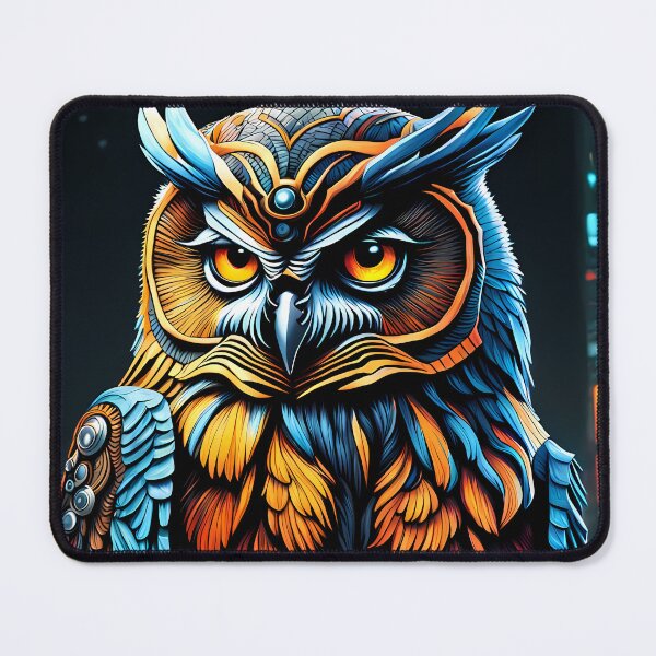 Item preview, Blue Orange Owl, Ai Generated Art designed and sold by ACC .