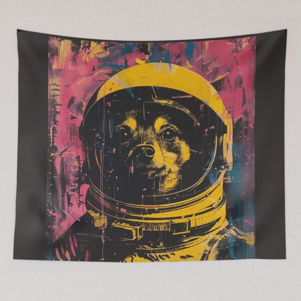 Item preview, Vintage and vivid jack russel mix dog astronaut portrait designed and sold by etherElric.