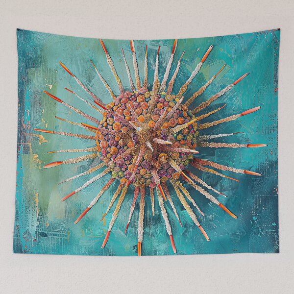 Item preview, Spiny Sea Urchin on Teal designed and sold by Elisabeth Lucas.
