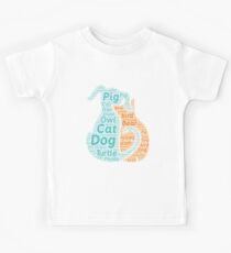 TICKLE TEES Animal Love - Cats, Dogs, Owls, Pigs, Sloths, Turtles, and Pandas! Kids Tee