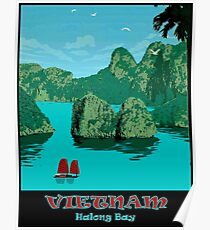 HALONG BAY: Vintage Vietnam Travel Advertising Print Poster