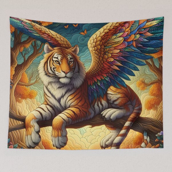 Item preview, Winged Tiger perched on a Tree designed and sold by ki-mer-a.