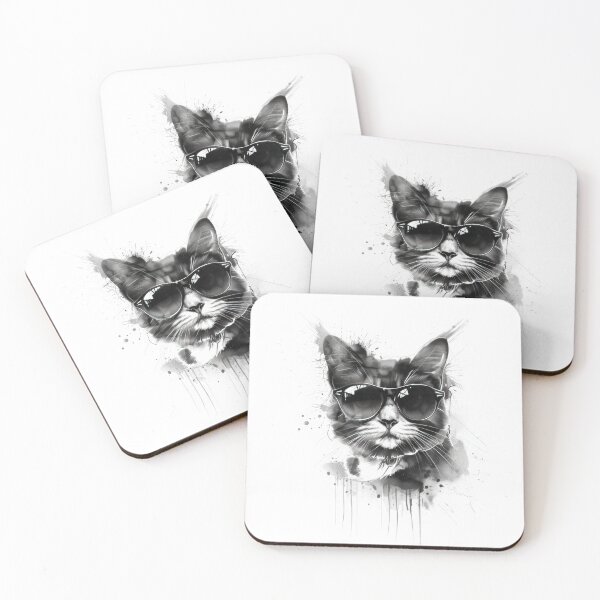 Item preview, Cool Sunglasses Cat B&W  designed and sold by ChromiaTechArt.