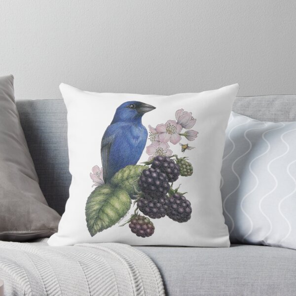 Item preview, Indigo Bunting Blackberries designed and sold by hnewmanart.