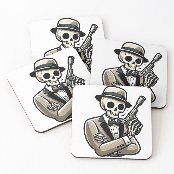 Item preview, Skeleton with hat and Gun in James Bond Pose designed and sold by IlikeStyle.