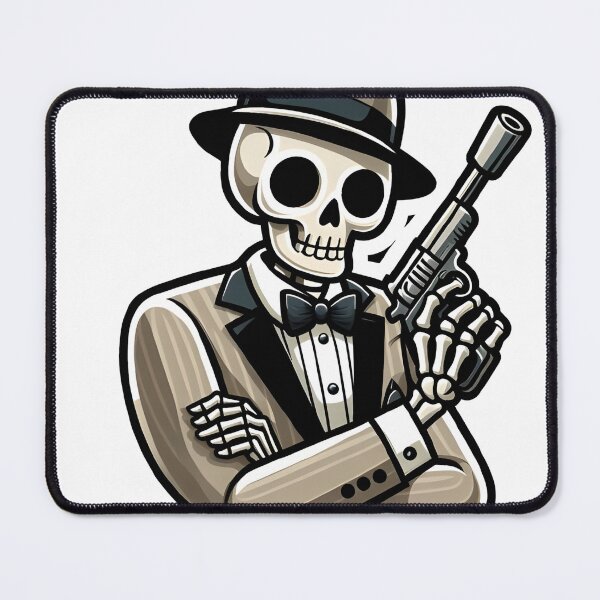Item preview, Skeleton with hat and Gun in James Bond Pose designed and sold by IlikeStyle.