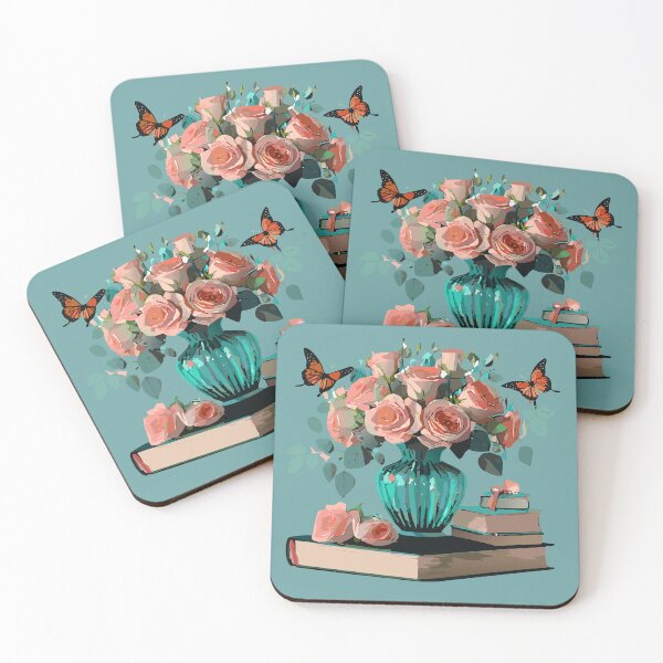 Item preview, glass vase with roses books and butterflies designed and sold by Firas Aljazzar.
