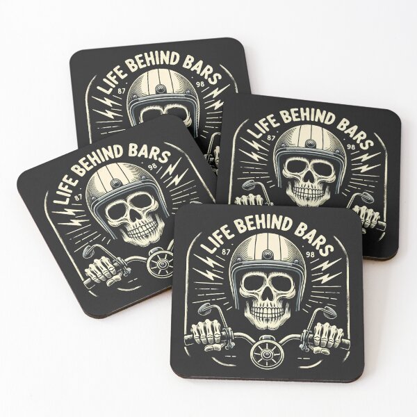 Item preview, Biker Skull with Lightning - Life Behind Bars designed and sold by jonnyhoff.