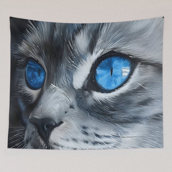 Item preview, Ojos Azules Cat closeup print designed and sold by dcrc.