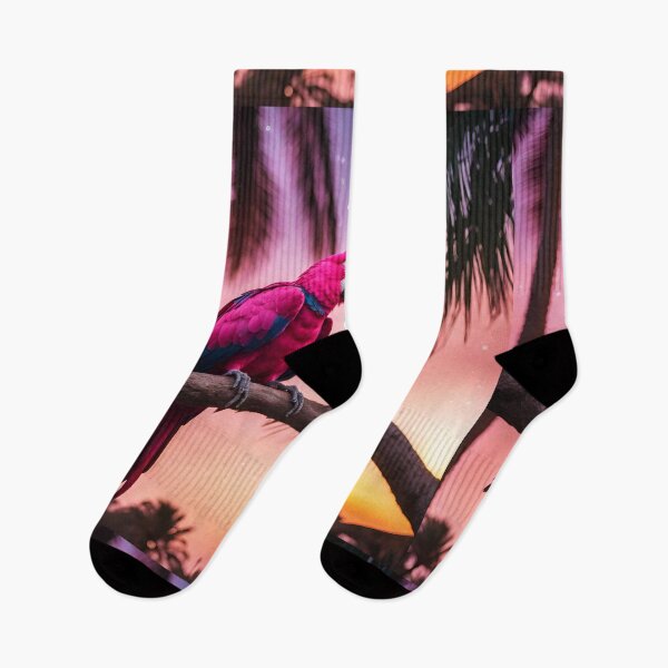 Item preview, Parrot and palms at evening, sky fall of stars, exotic vibes designed and sold by Sugar Wisdom .