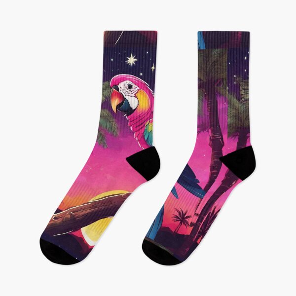 Item preview, Parrot and palms at evening, sky fall of stars, exotic vibes designed and sold by Sugar Wisdom .