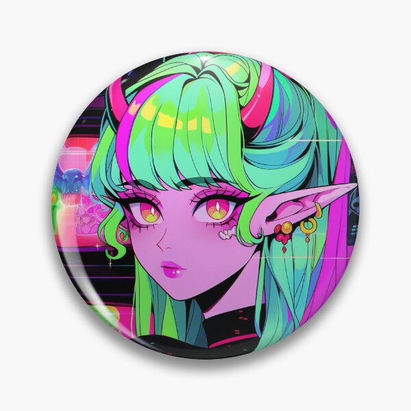 Item preview, Cyber Neon Arcade Fantasy Anime Girl designed and sold by bubblegoth.