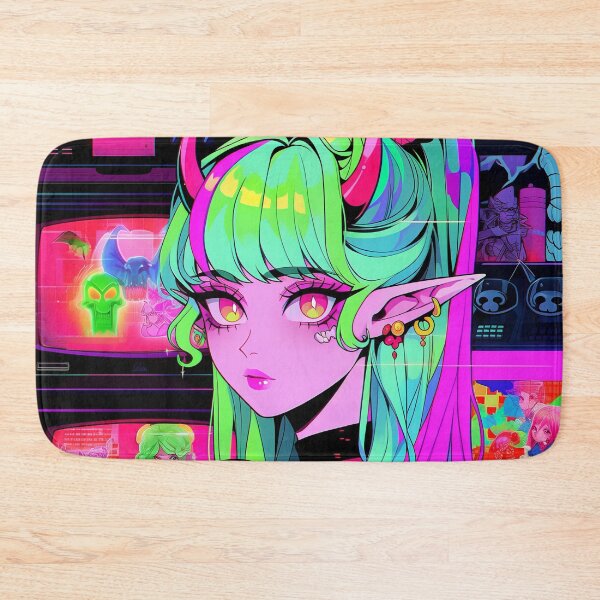 Item preview, Cyber Neon Arcade Fantasy Anime Girl designed and sold by bubblegoth.