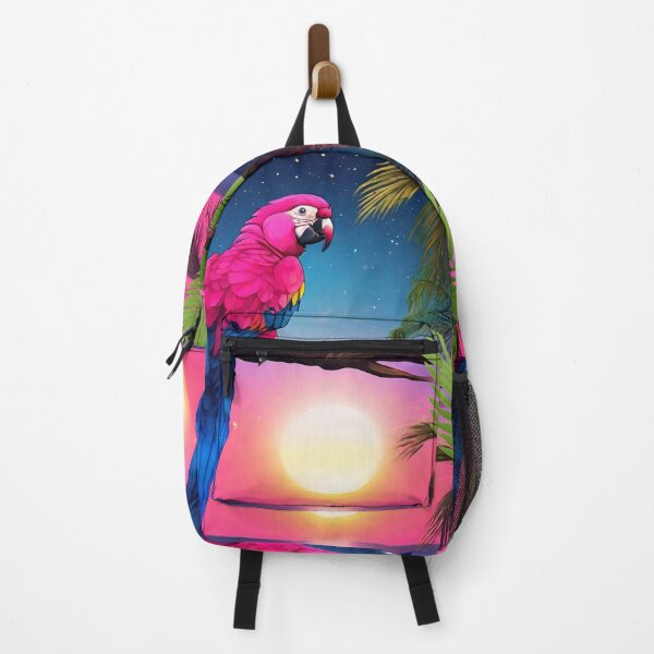 Item preview, Parrot and palms at evening, sky fall of stars, exotic vibes designed and sold by Sugar Wisdom .