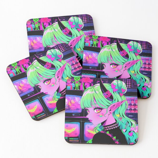 Item preview, Neon Cyber Elf Arcade Anime Girl designed and sold by bubblegoth.