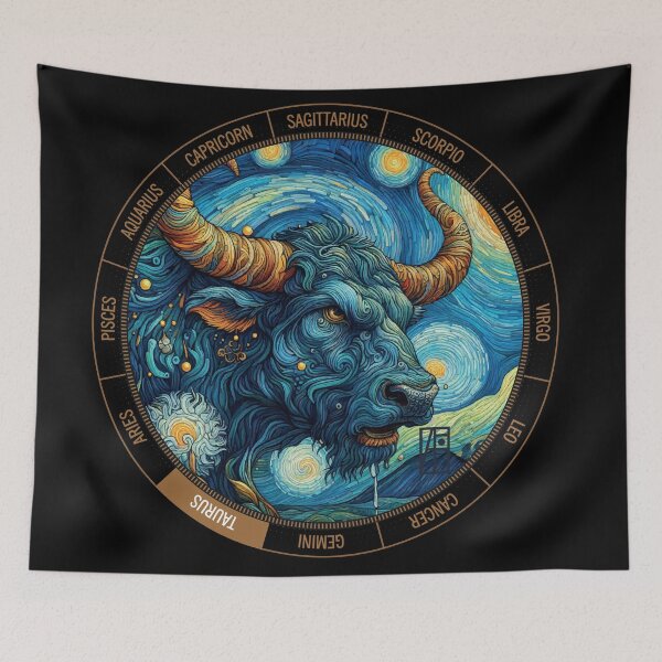 Artikelvorschau, ZODIAC Stier - Astrologischer STIER - STIER - ZODIAC-Zeichen - Van-Gogh-Stil - 4 entworfen und verkauft von ArtProjectShop.