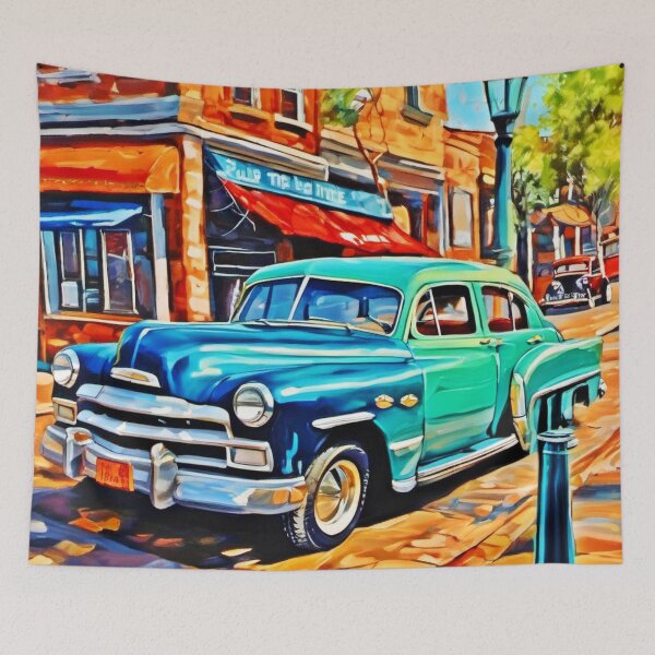 Item preview, Vintage Car Street Art designed and sold by Health And Fitness Posts e-Store.