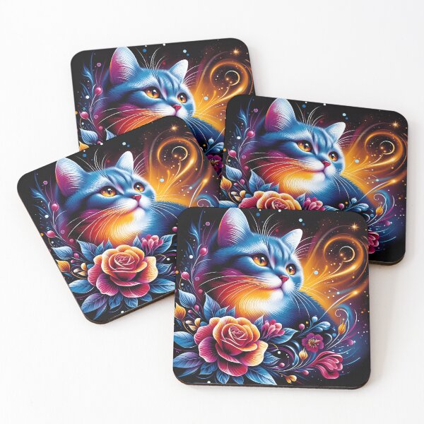 Item preview, Stellar Purrfection: A Cosmic Cat and Floral Elegance designed and sold by Vitalka-uk.