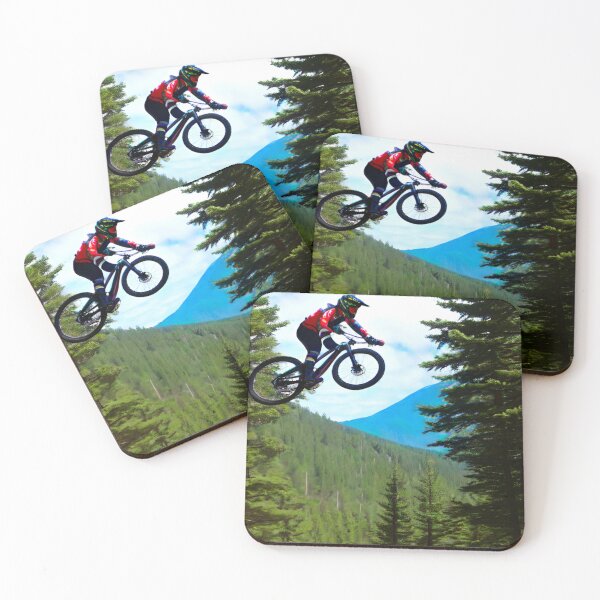 Item preview, Airborne Adventure - Mountain Biker Soaring Through Forest Canopy designed and sold by GrizzlyCollective.