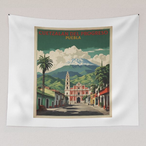 Item preview, Cuetzalan del Progreso Puebla Magic Town Mexico Vintage Travel Tourism Poster  designed and sold by TravelersGems.