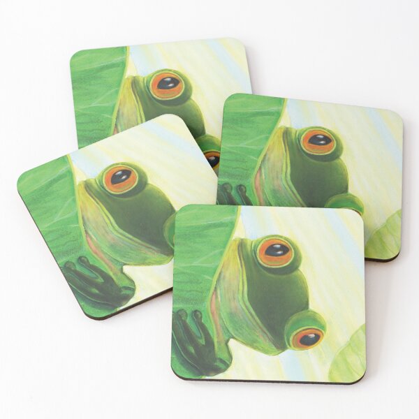 Item preview, Cute Green Frog Peeping out From Behind Lily Pad Illustration designed and sold by Julia Doria.