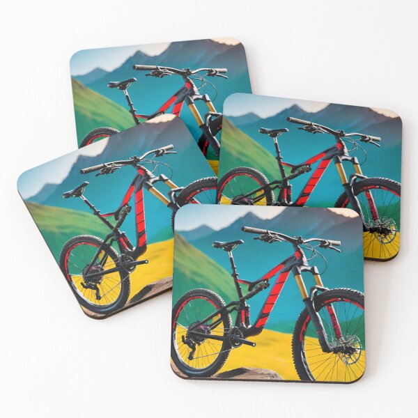 Item preview, Crimson Crest - Mountain Bike Amidst Majestic Peaks designed and sold by GrizzlyCollective.