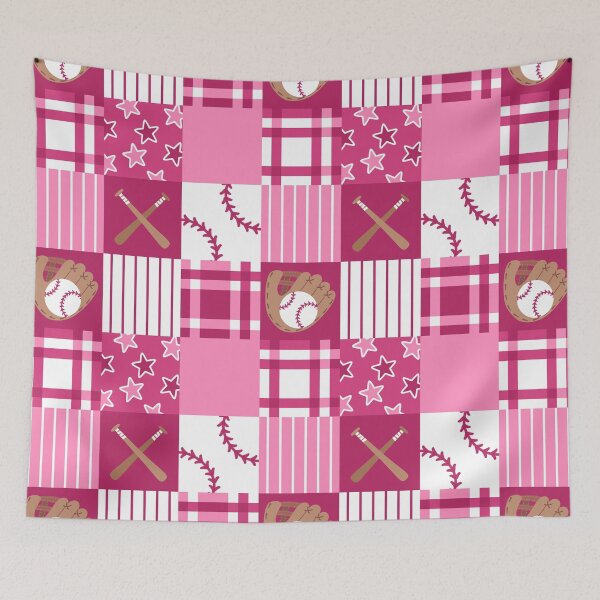 Item preview, Baseball Quilt Squares Girls Pink Sports designed and sold by SamAnnDesigns.
