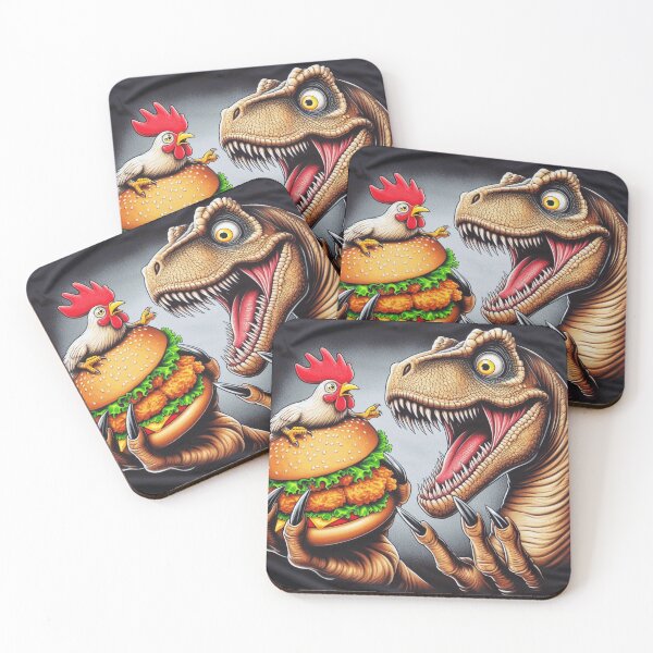 Item preview, Dinosaur is devouring a burger with chicken designed and sold by Kogaart.