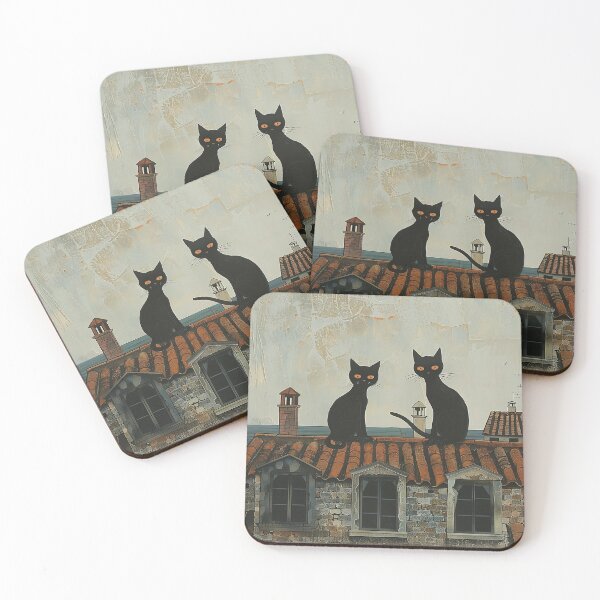 Item preview, Cats spying on roof tops designed and sold by CatsAndDogs-TF.