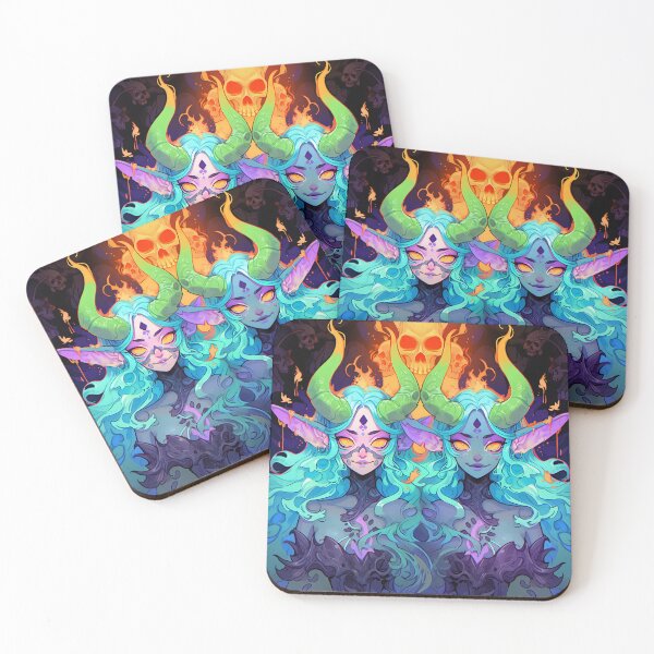 Item preview, Mystical Symmetrical Neon Fantasy Anime Girls designed and sold by bubblegoth.